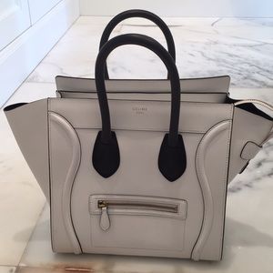 Celine mini luggage tote in black and white
